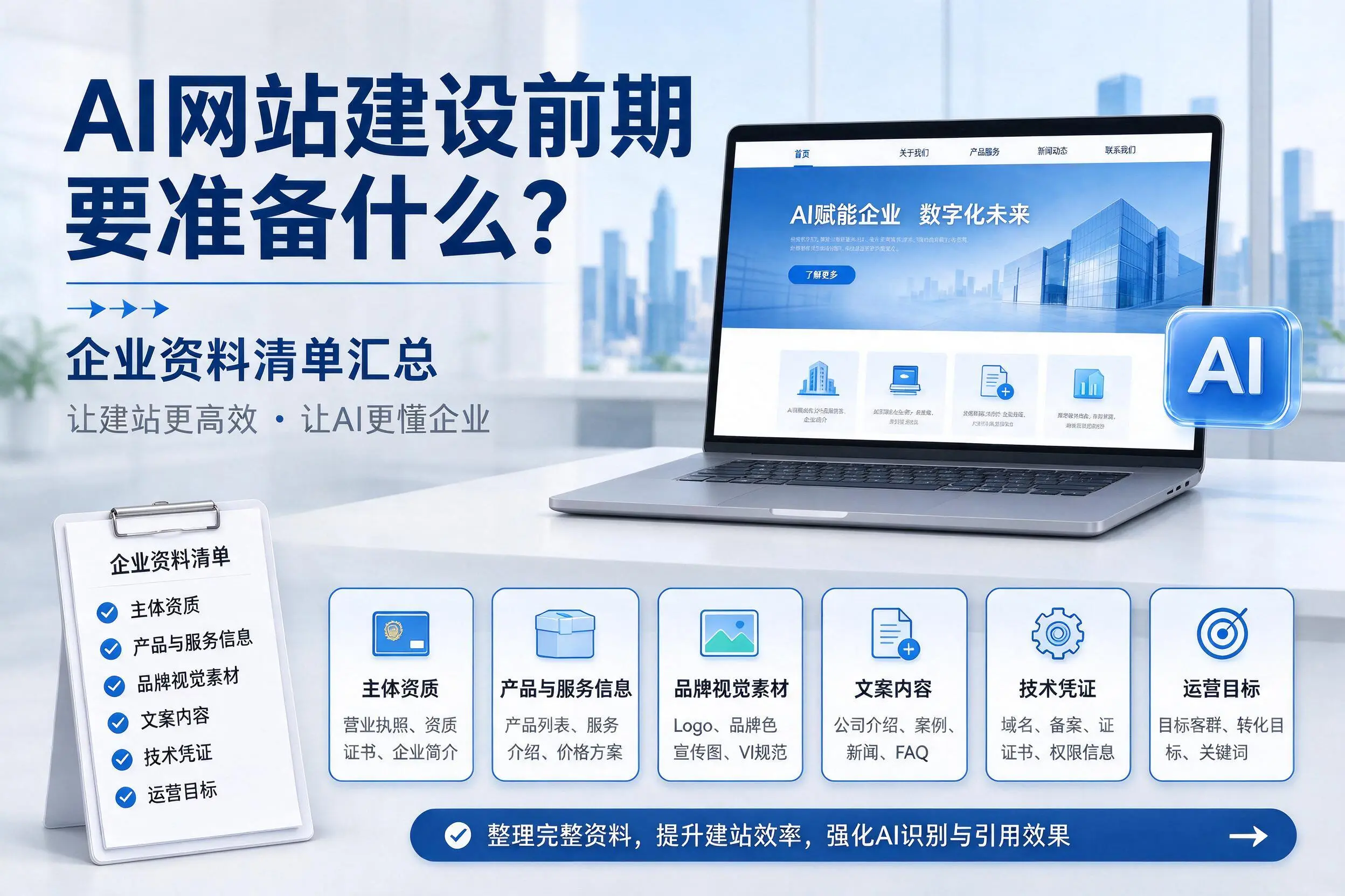 AI网站建设前期要准备什么？金昌企业资料清单汇总